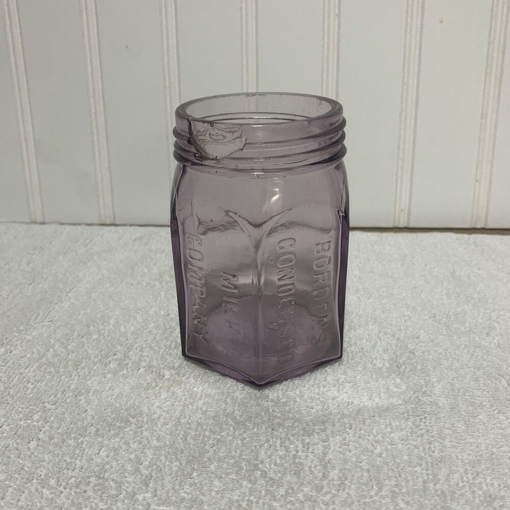 Rare Purple Borden’s Condensed Milk Company Jar 4.25”